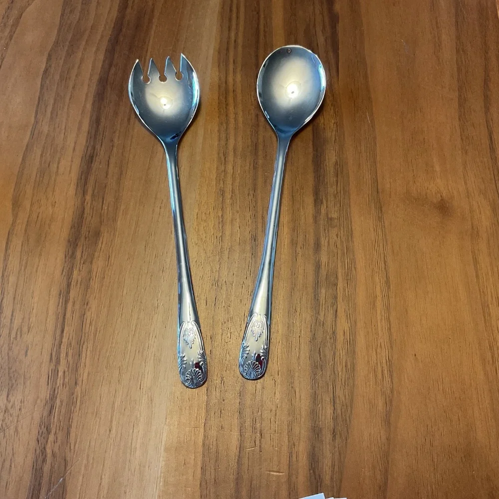 Silver Plated Salad Spoon and Fork